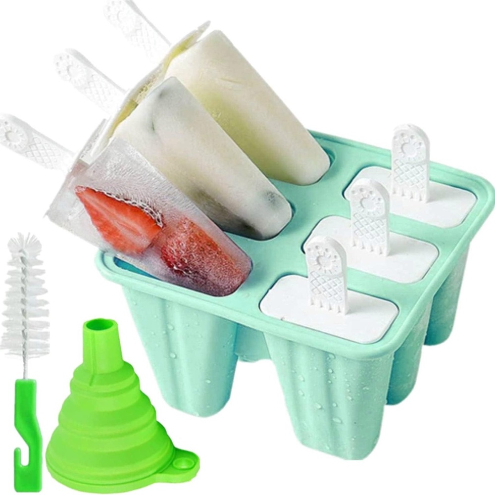 BELL DREAM (6) Popsicle Molds, Silicone, BPA Free, (Sea Green/White)